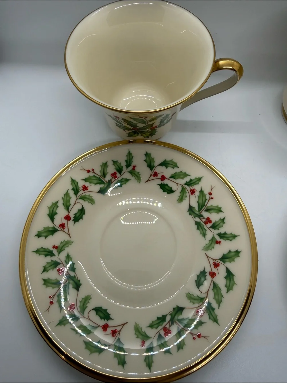 Lenox Holiday Dimension - Two Sets of Teacups and Saucers